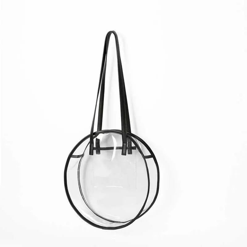 

Designer Bag Clear Round Big Shoulder Circle Beach Holiday Bag Lady Bag Brand Transparent Jelly Pack