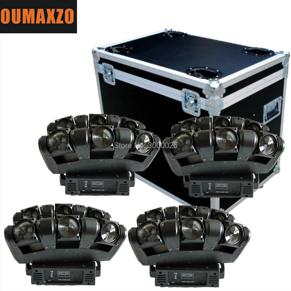 

4PCS/LOT with flightcase Night Club Lighting LED 6 Heads RGBW Multi Color Led Beam 4-in-1 6pcs 10W LED Stage Light Six Shooter