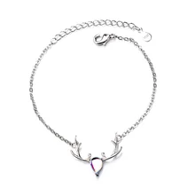 Женский милый серебряный с лунным камнем 925 пробы, милый браслет-рога, простые ювелирные изделия, рождественские подарки