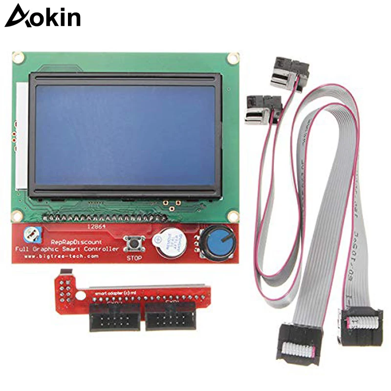 

Aokin 1 X LCD12864 Controller + 1 X Switch Board + 2 X 30cm Cable LCD Control Panel 3d Printer Controller Display 2019 Hot Sale