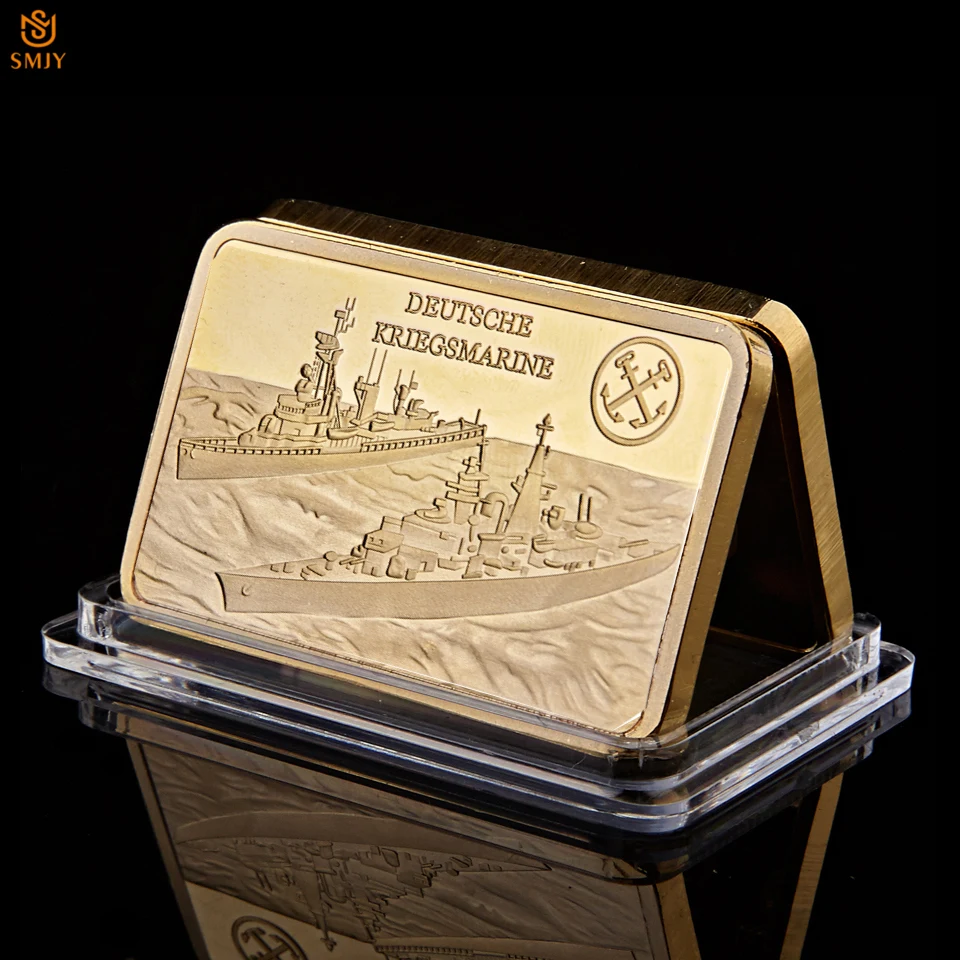 

1OZ 999/1000 Gold Craft Deutsche Kriegsmarine Battleship Bismarck Bismarck Nazi Navy Gold Plated Bullion Bar/Coins Collection