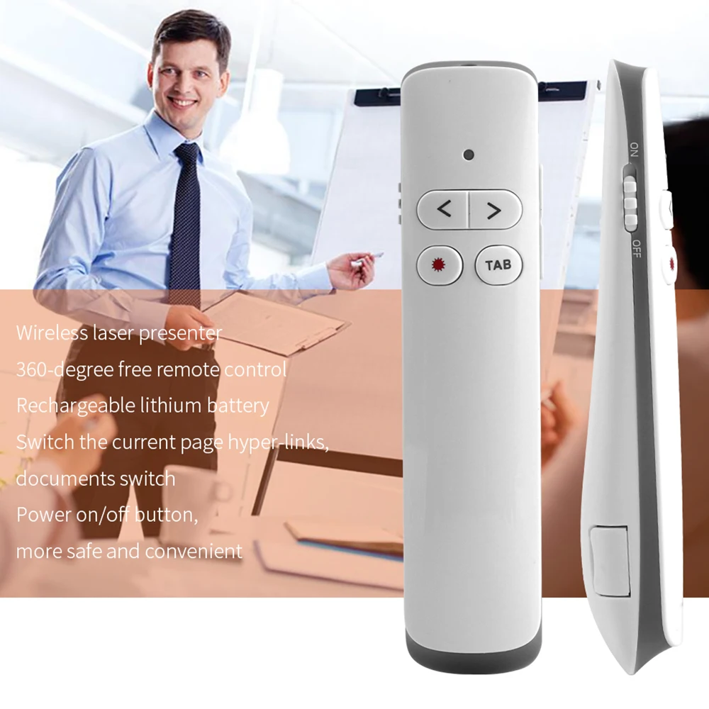 

Wireless Presenter PPT Flip Pen Present Pointer Rechargeable 50m Remote Control Slide Advancer Laser Pointer for Presentaion