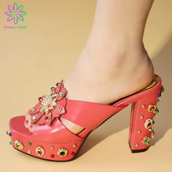 

Latest Design Women Shoes Summer 2019 Shoes Woman High Heel Nigerian Women Wedding Shoes Decorated with Rhinestone Party Shoes