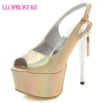 

Lloprost ke 2019 Size 48 women gladiator sandals pu sexy stiletto platform shoes female peep toe summer wedding shoes woman H222