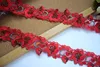 5CM Wide Red Mesh Fabric Flowers Embroidered Lace Edge Trim Ribbon Applique Guipure DIY Curtains Dress Clothing Sewing Decor ► Photo 2/5