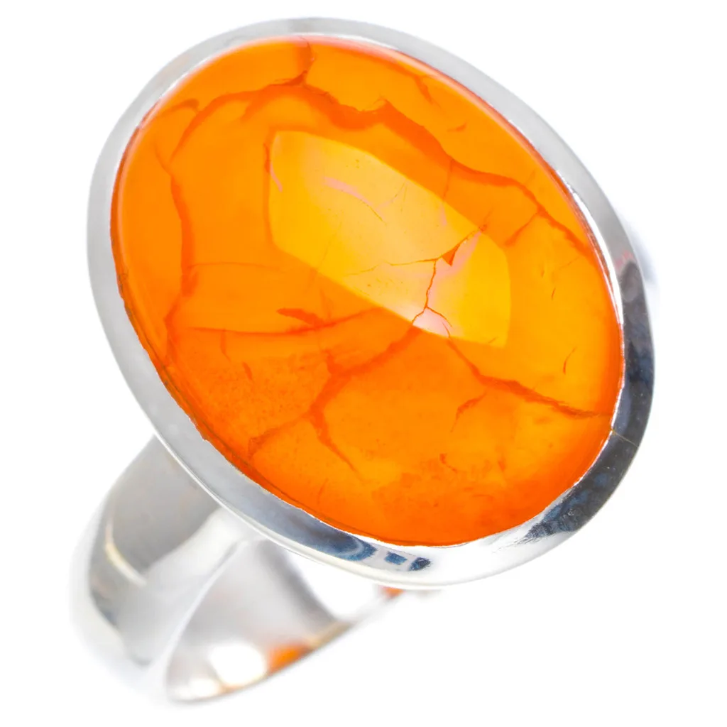 

Natural Carnelian Handmade Unique 925 Sterling Silver Ring 7 A1127