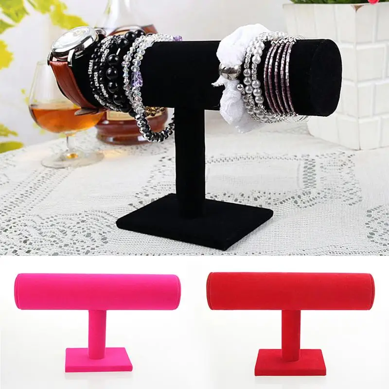 

New Ornaments Jewelry Showing Holder Velvet PU Leather for Bracelet Chain Watch T-Bar Rack Jewelry Display Stand Holder #1030