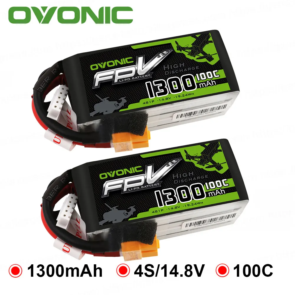 2 упаковки ovoic 1300mAh 100C Max 200C Lipo 4S 14,8 V батарея с разъемом XT60 для 250 FPV рамки RC Дрон Heli Quad Boat