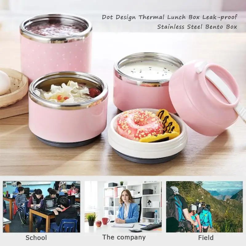 

830ML/1100ML/1400ML Thermal Lunch Box Leak-proof Stainless Steel Bento Box Picnic School Food Container
