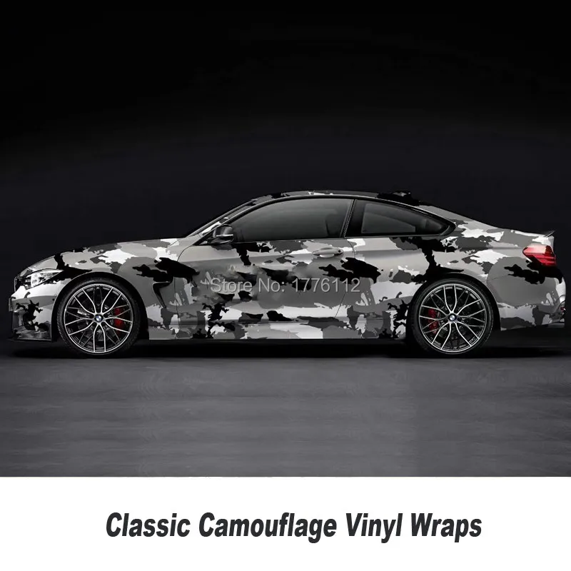 black grey Camo Vinyl Car Wrap Styling With air bubble Free camouflage