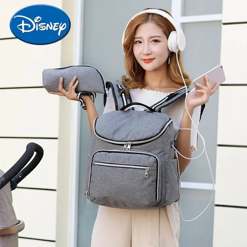 

Disney Baby Diaper Bags With USB Interface Headphone Jack Large Capacity Maternity Bag Fashion Mummy Nursing Backpack Handbag