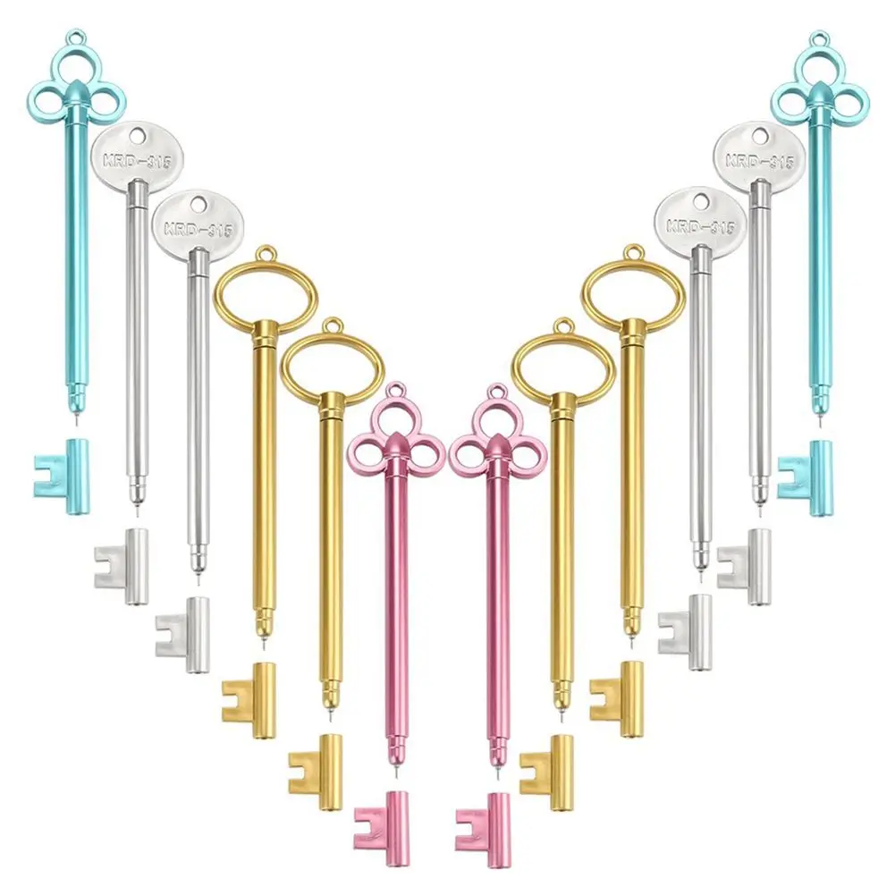 

Vintage Key Shape 0.38 mm Gel Ink Pen Bold Fine Point Black Ink Retro Chic Pens 12 Pcs Random Color
