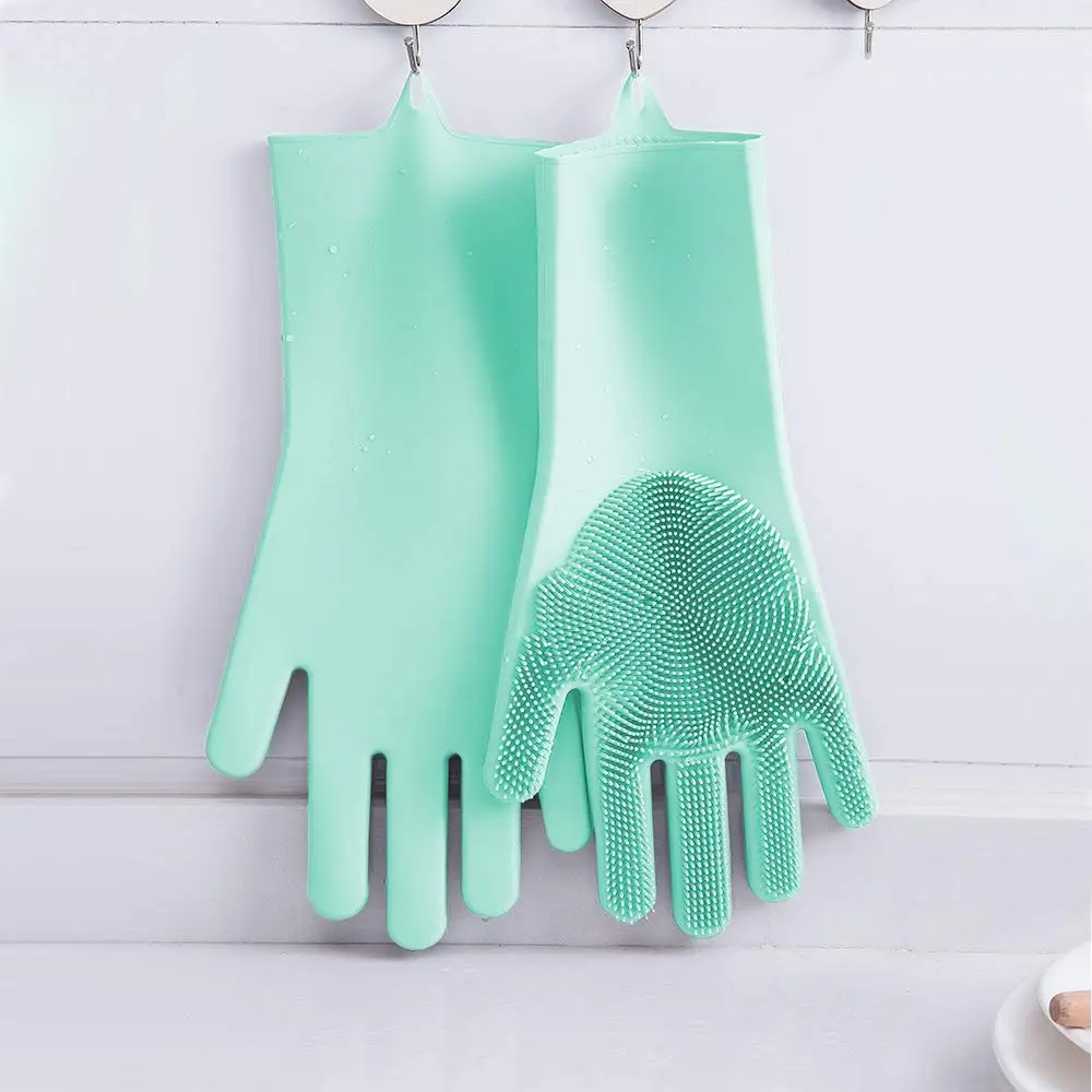 

Magic Multi-functional Kitchen Silicone Gloves Dishes Wash Car Cleaning Pet Hair Care Gloves Amazon Hot-selling with Scrubber