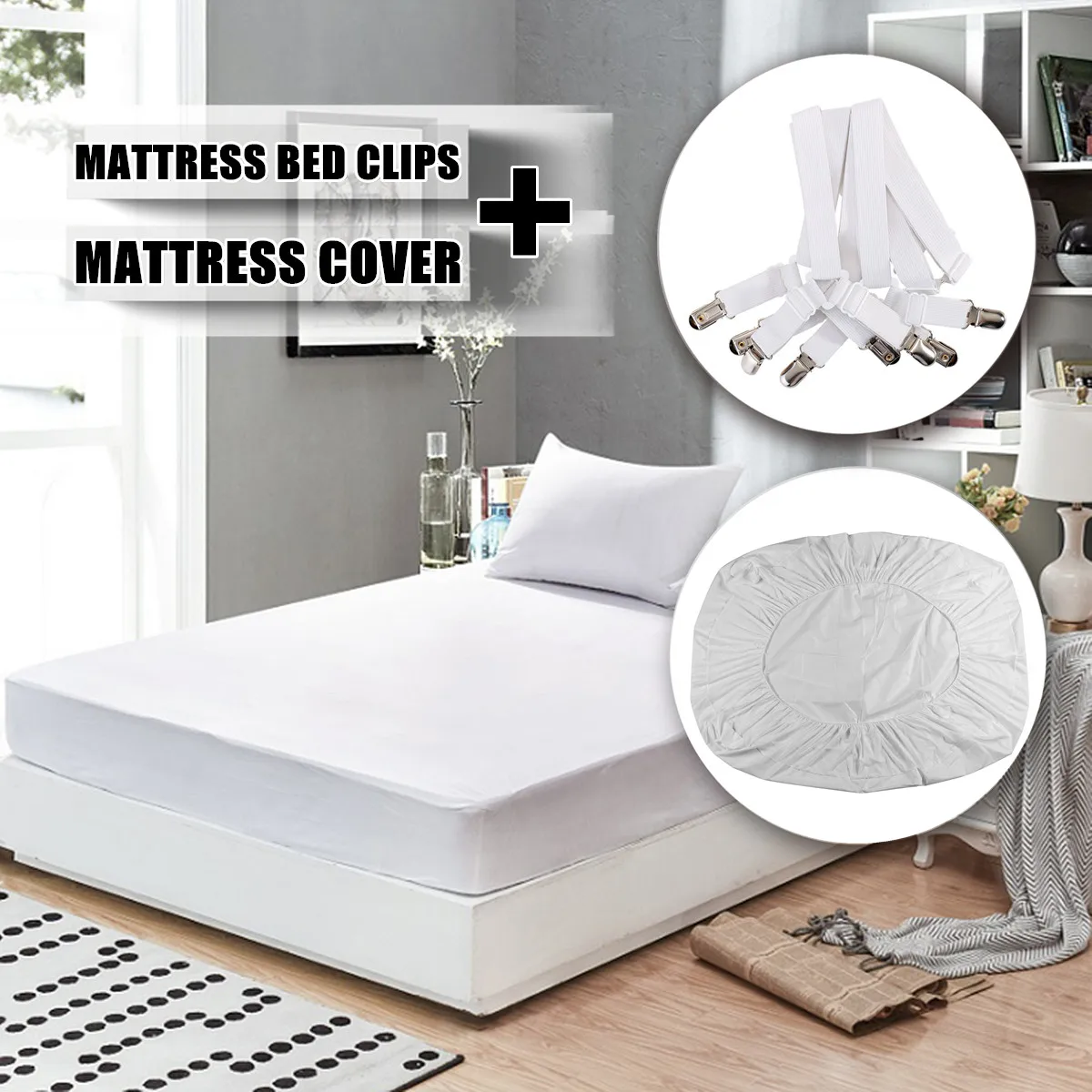

Mattress Protector Cover Waterproof Anti Dust Mite Breathable Fitted Bed Sheet Machine Washable 160x200+30cm/200x200+30cm