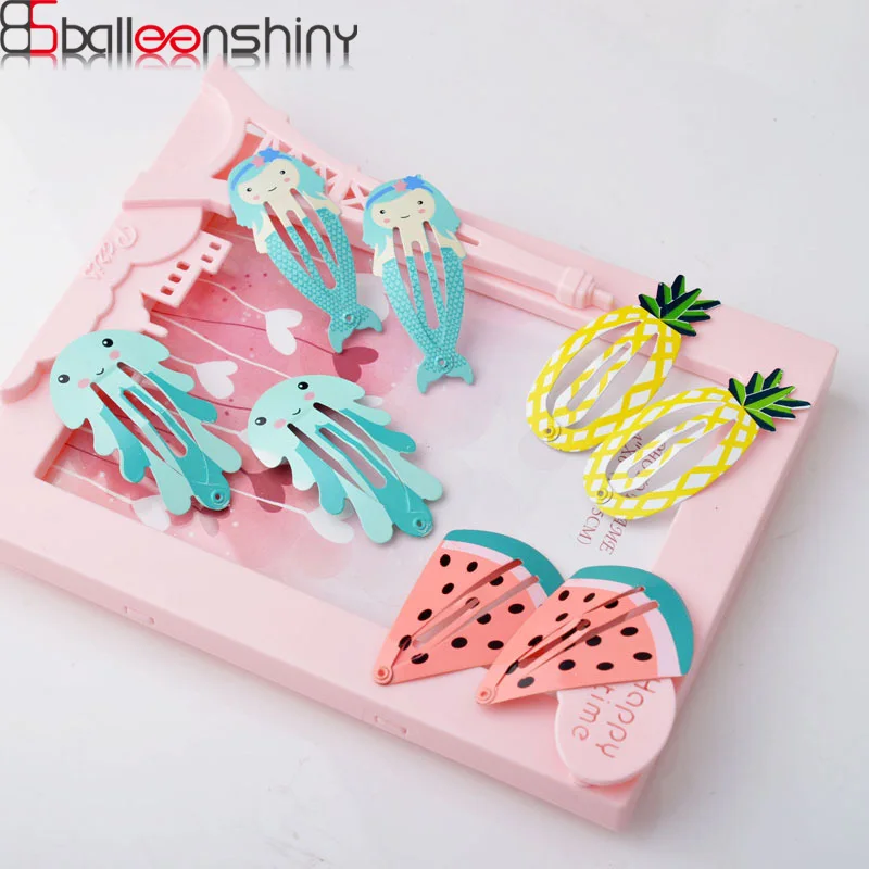

BalleenShiny Lovely Baby Girls Fruit Sea-maid Cartoon Hairpin Kids Color Hair Clip Princesses Headwear Accessories