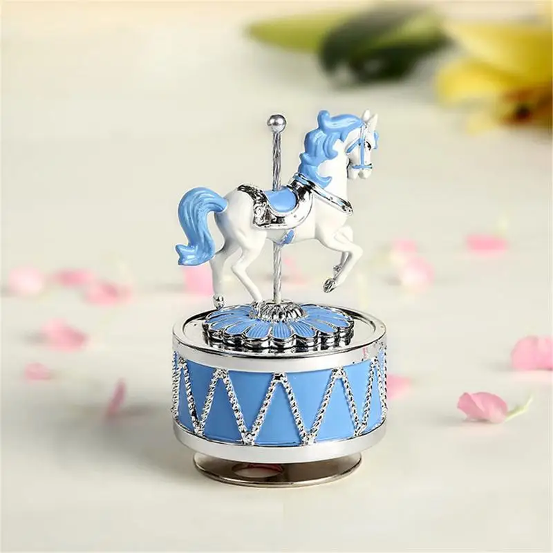 Caja de música de caballo de carrusel giratorio de lujo para niños y niñas juguetes de sonido Regalo de Cumpleaños de Navidad caja Musical decoración del hogar