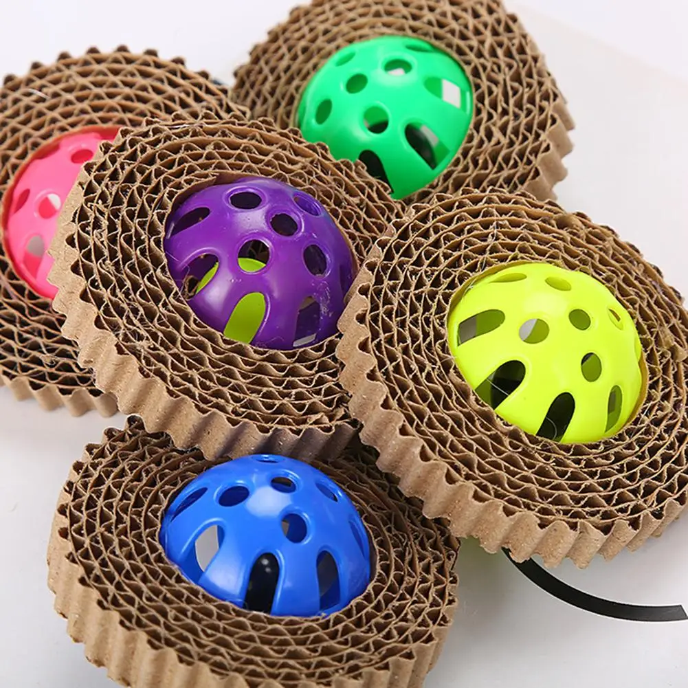 

Funny Pet Cat Scratch Board Cat Toy Corrugated Paper Cat Claw Board With Plastic Bell Ball Wholesale