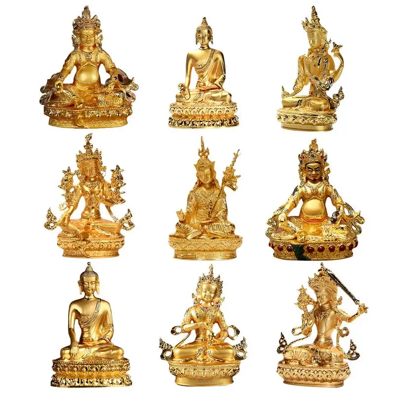 

Exquisite Small Buddha Statue Gold Plated Statue 15cm Lotus Shaped Base Copper Gilding Process. HOME Efficacious Talisman
