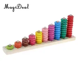 Деревянные радужные кольца 1 ~ 10 чисел подсчета соответствующие рамки математика обучения детей развивающие игрушки