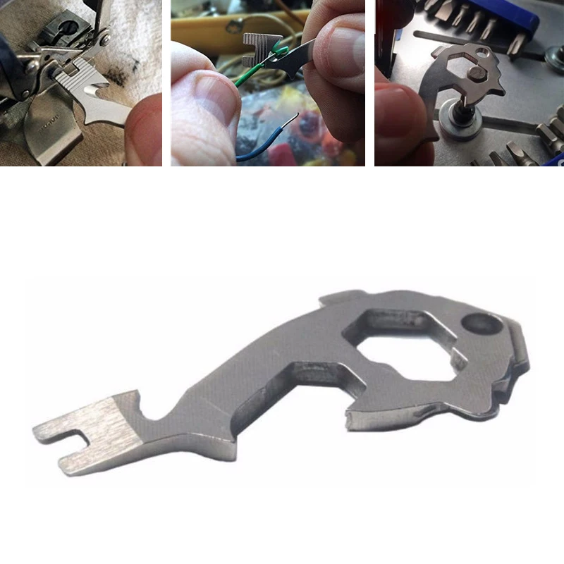 

Pocket Key Gear ScrewdriverBelt Wrench Multipurose Multi Tool Kit EDC Opener Outdoor Multifunction Cutter Survive Wire Stripper