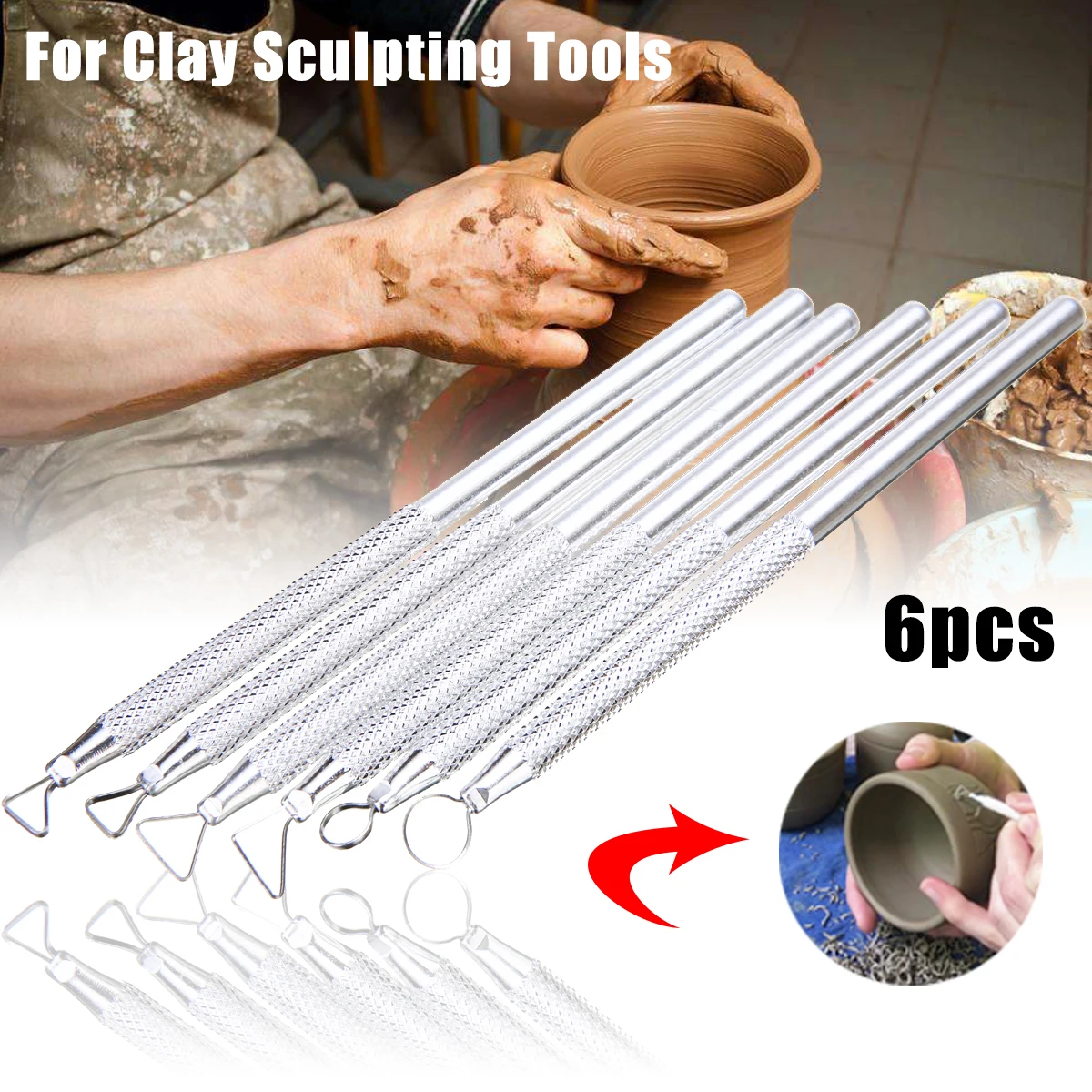 Polymer Clay Tools Pottery Ceramics Ribbon Sculpting Tools Set Pottery Clay Sculpture Caving Scraper Craft Modelling Tool