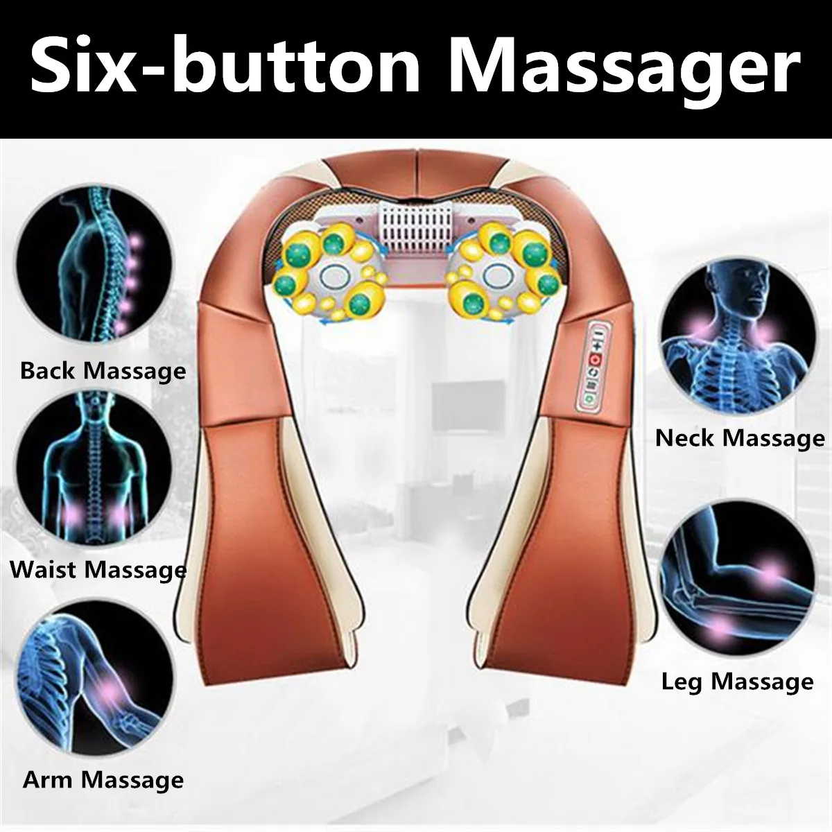 Electric Shoulder Heating Massager 20 Massage Balls U Shape Shiatsu
