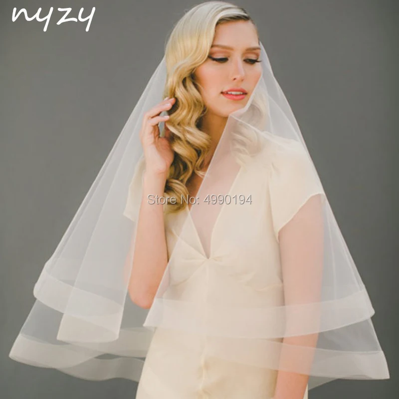 Свадебная фата NYZY V1 однотонная Фата цвета шампанского длиной 1 5 м без гребня