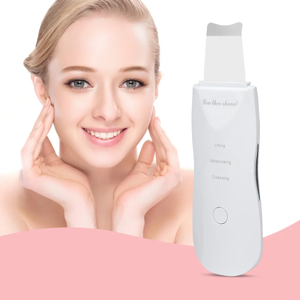 

Rechargeable Ultrasonic Face Skin Scrubber Facial Cleaner Peeling Vibration Blackhead Removal Exfoliating Pore Cleaner Tools