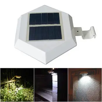 

6 LED Hexagon 4 functions Solar Gutter Fence Lights PIR Motion Sensor Wall Light Outdoor Waterproof Security Light for Garden
