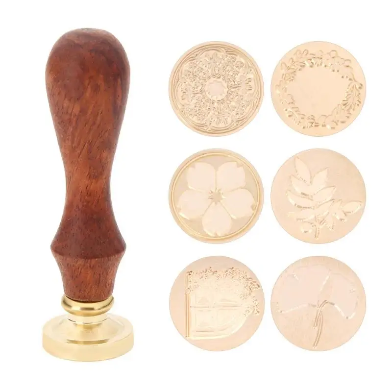 

1PC Retro Metal Sealing Wax Stamps for DIY Stamping Craft Wedding Invitations Sealing Wood Handle Stamp Craft