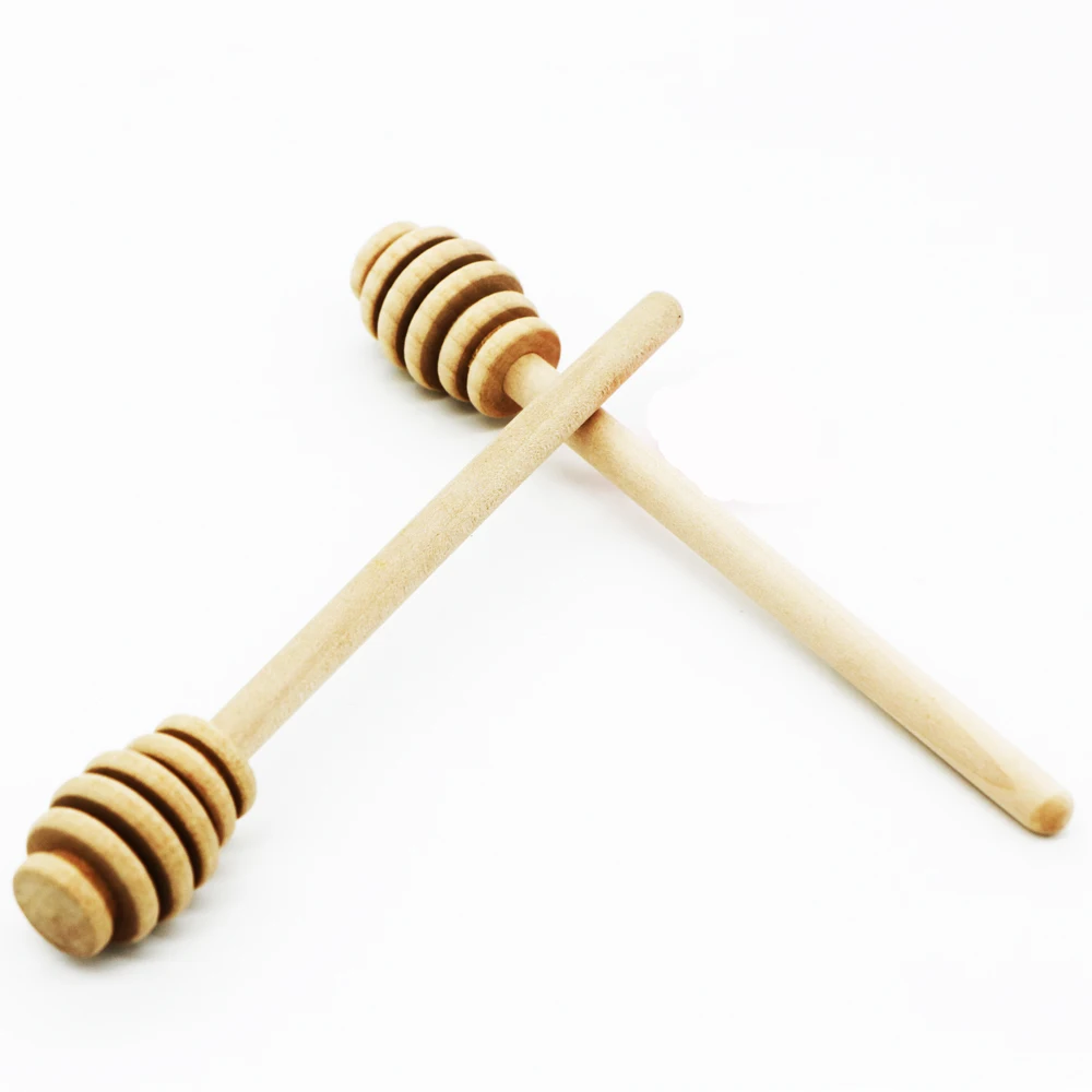 

100 pcs 15 x2.4cm Wooden Honey Dipper Long Stick Spoons Dip Drizzler Server Mixing Handle Jar Spoon Welcome customize