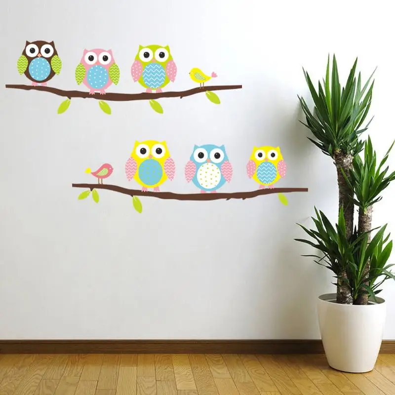 

Self-adhesive Owls on branch Pattern PVC Removable Mildew Proof Kids Room Vinyl Decal DIY Wall Sticker Home child Bedroom Decor