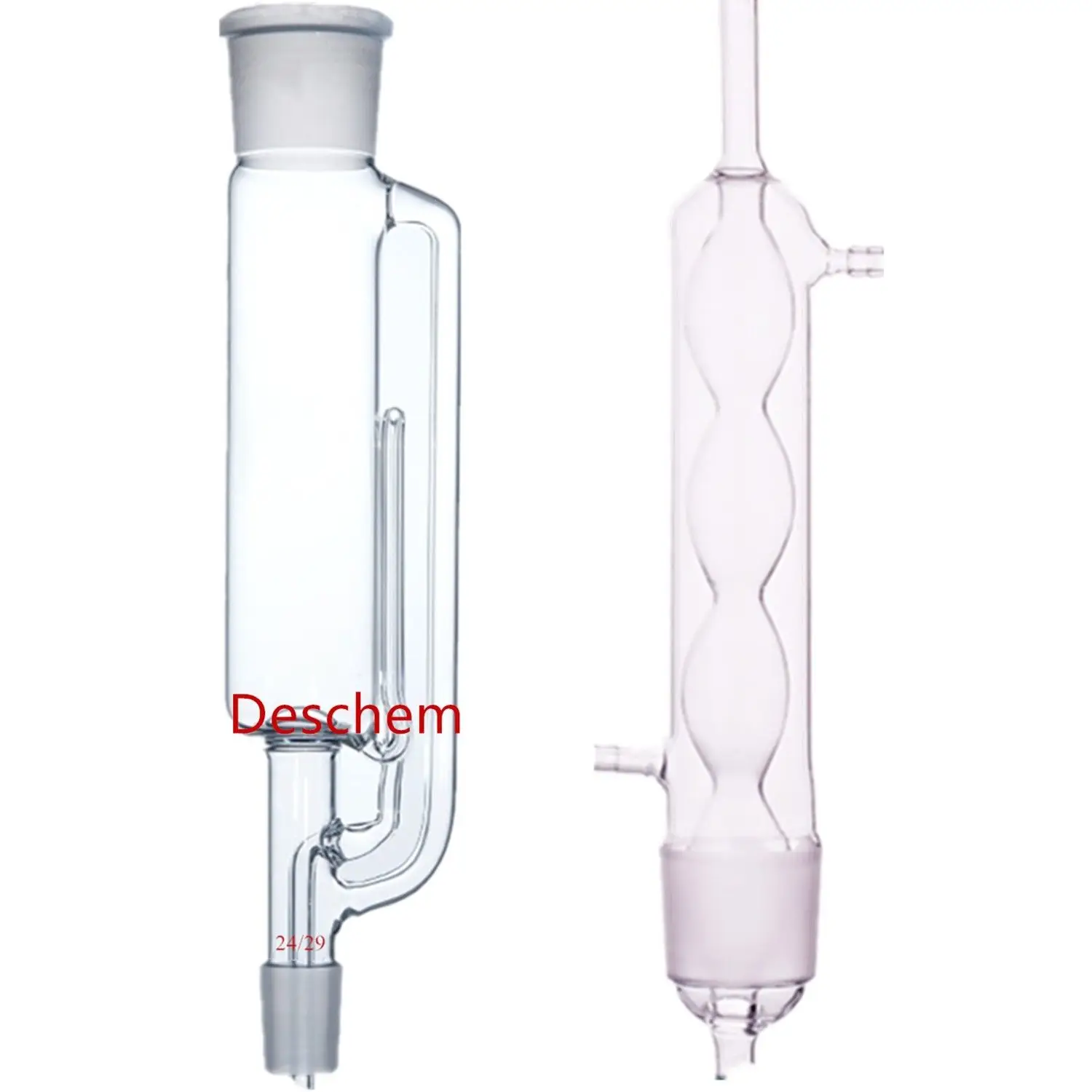 500ml 24/29 유리 소흘 추출기 본체 및 알린 콘덴서, 평평한 바닥 플라스크 2개