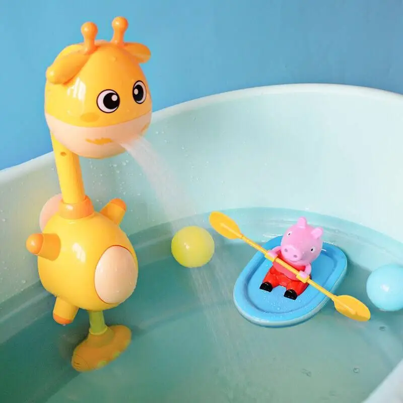 

2018 New Giraffe Fun Baby Bath Toys Automatic Spout Children Bathroom Folding Spray Showers Faucet Bathtub Toys Bebek