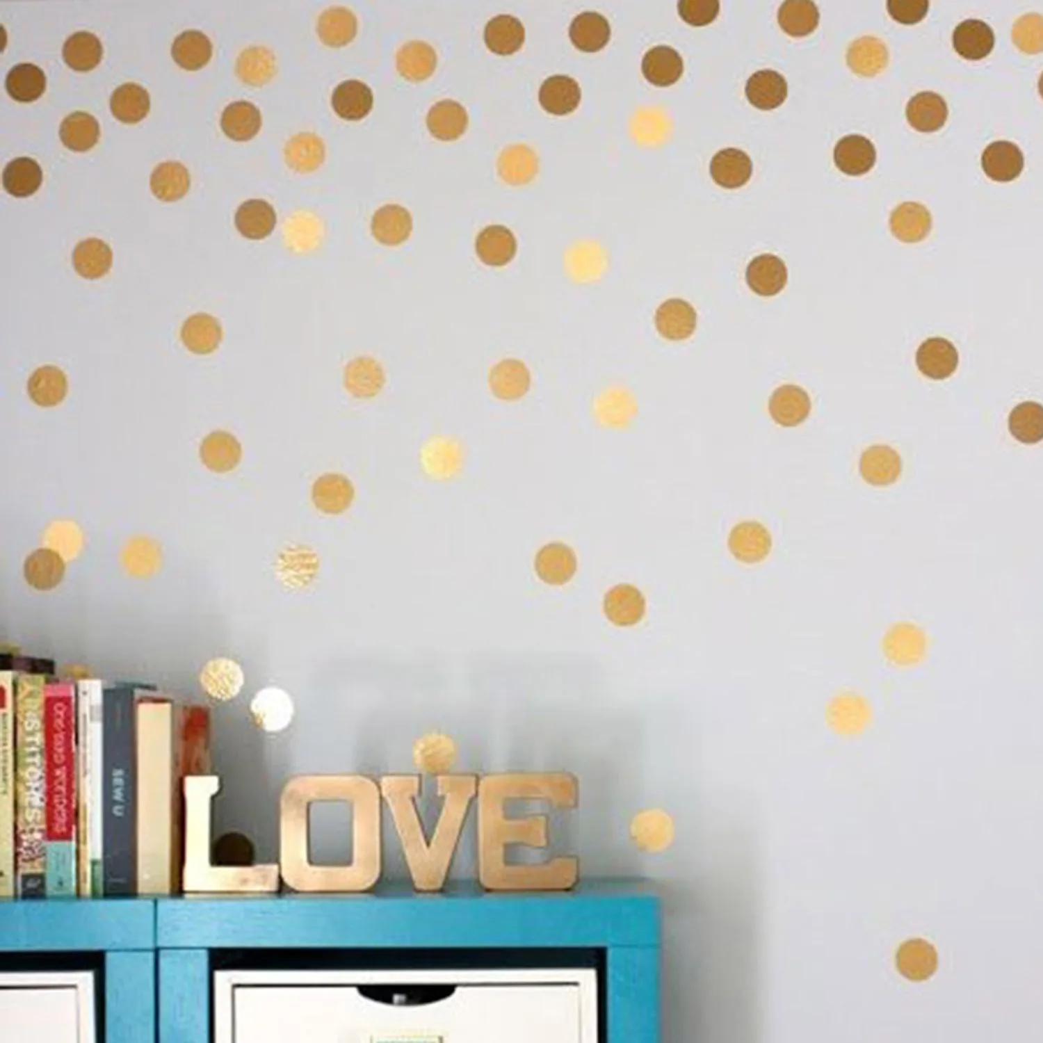 2 Sheet Fashionable Design Gold Plated Round Dot Pattern Wall Sticker Home Living Room Bedroom Interior Decorations