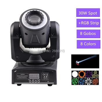 

30W LED Spot Moving Head Stage Effect Lighting With RGB LED Light Strip Good For DJ Disco Home Party Bar DMX LED Patterns Light