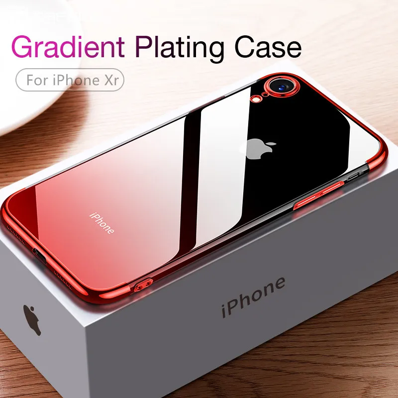 

Gradient Plating Case for iPhone Xr XS XS Max X 6 7 8 plus SE Cover Transparent Silicone Cover Luxury Aurora Soft TPU Phone Case