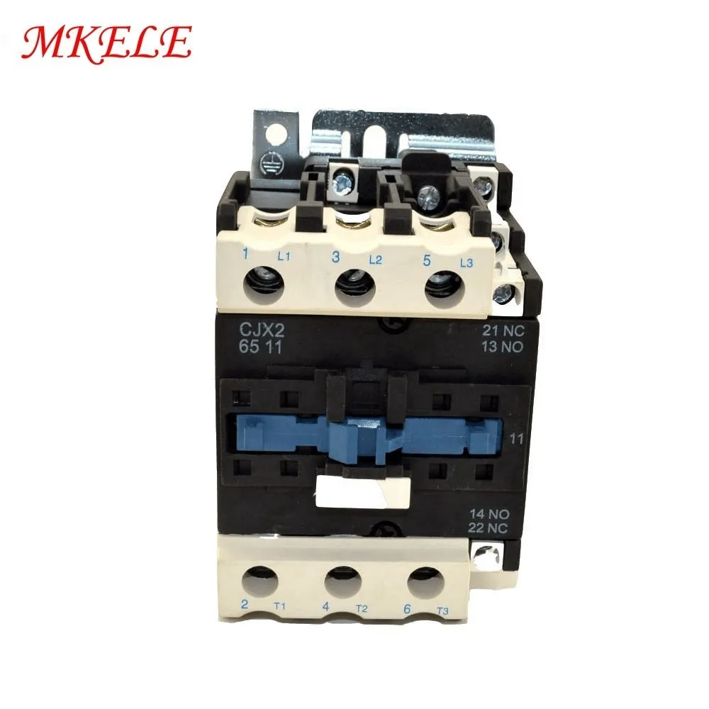 3P+1NO+1NC Din Rail Mount AC Contactor CJX2 6511 AC Contator 65A 50/60Hz LC1 3 Phase 3