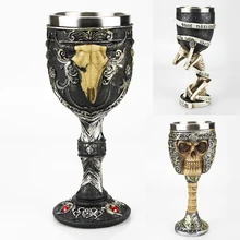 3D Готический бокал для вина содержит Скелет викинга пирата Slave gear череп металл и смола бокал для вина Лучшие подарки на Хэллоуин Бар посуда для напитков