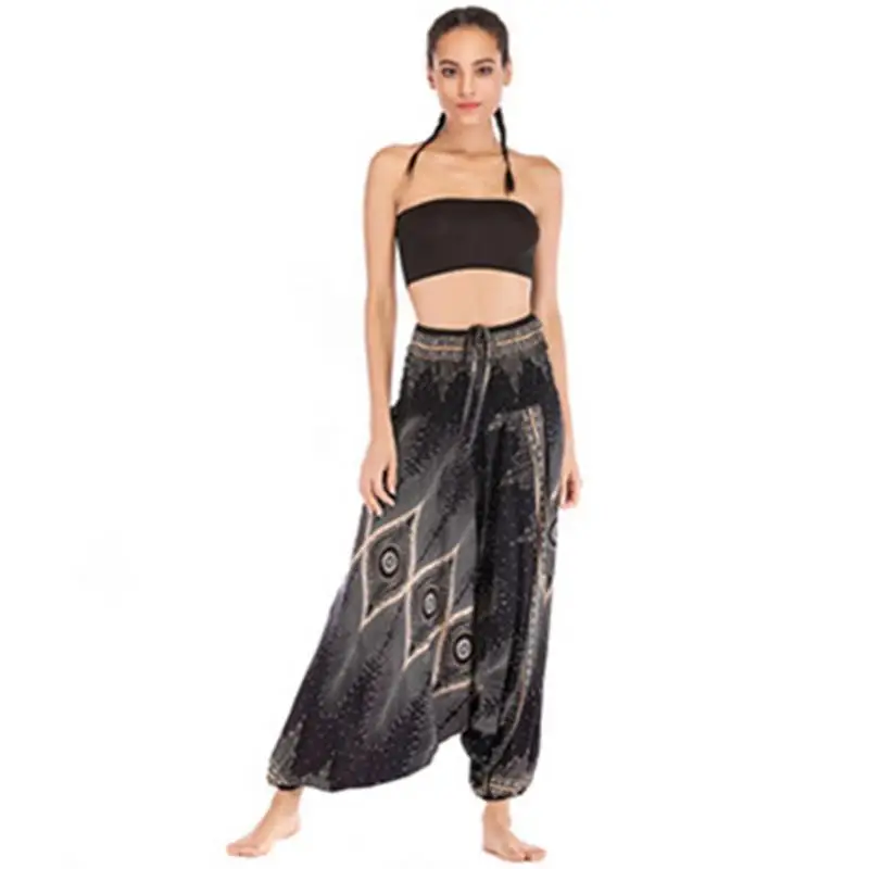 Indian Style Casual Sports Pants Ladies Loose Sports Fitness Clothes Bohemian Style Large Crotch Jumpsuit Belly Dance Bottoms Indian Style Casual Sports Pants Ladies Loose Sports Fitness Clothes Bohemian Style Large Crotch Jumpsuit Belly Dance Bottoms
