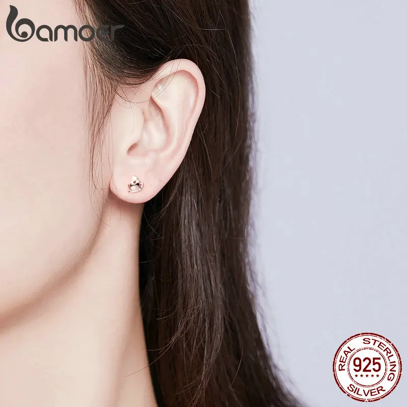 BAMOER корейские серьги серебро 925 пробы розовое золото кофейные и сахарные кубики