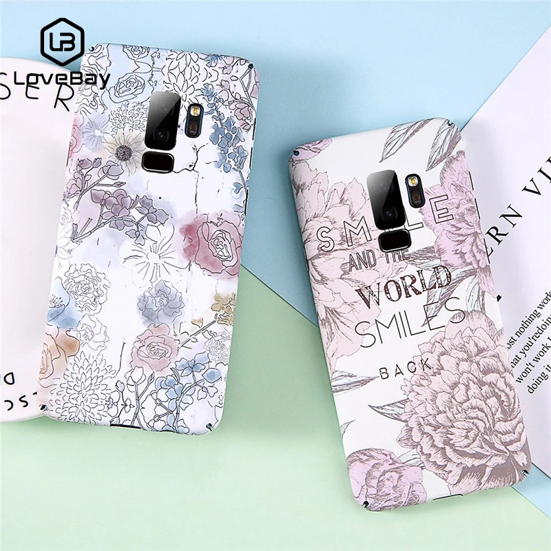 Lovebay New Smile Hard Matte Flowers Letters Painting Pattern Case For Samsung Galaxy Note 8 9 S8 S9 Plus Phone Cover Smart Capa |