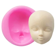 Adorável mini boneca rosto bolo molde reuseble eco friendly bebê rosto forma fondant diy ferramenta decoração do bolo molde de silicone 4(China)