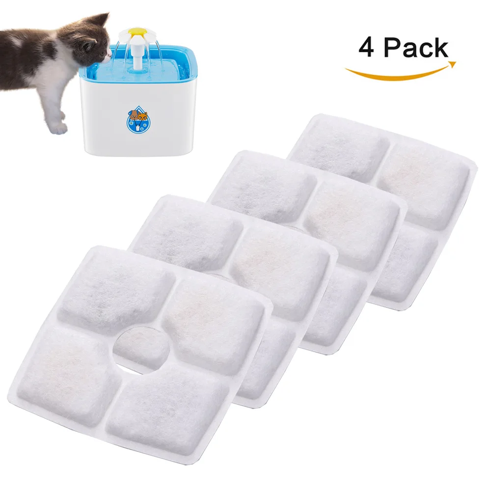 

4PCS Activated Carbon Filters Charcoal Filter Replacement for Fountain for Cat Dog Pets Drink Water
