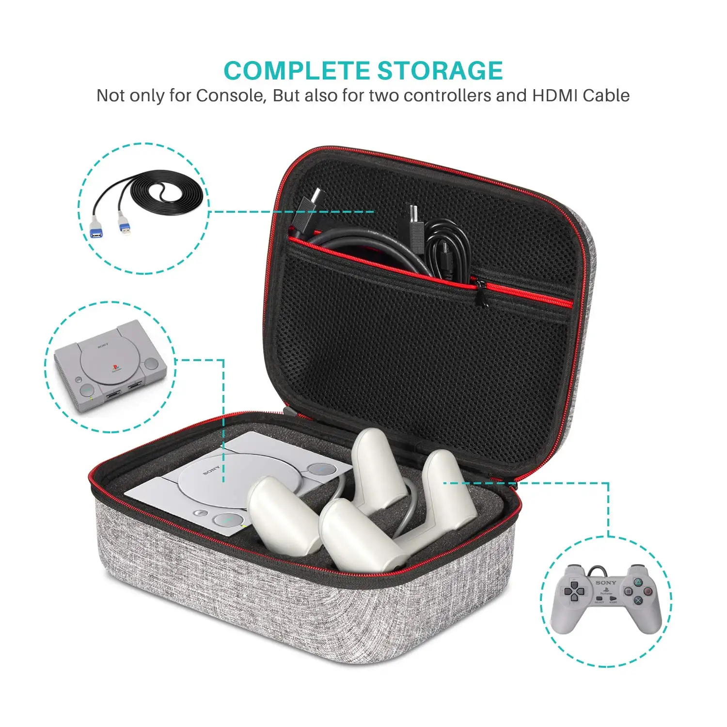 Case for PlayStation Classic NesBull Portable Hard Storage Case with Space for PS Mini Console Two Controllers and Accessories Case for PlayStation Classic NesBull Portable Hard Storage Case with Space for PS Mini Console Two Controllers and Accessories