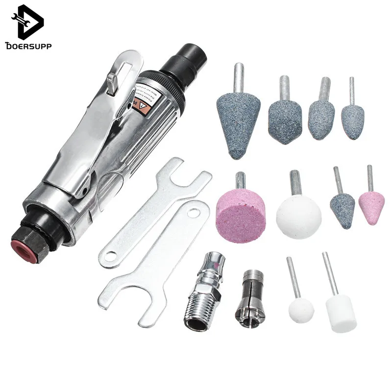 

16Pcs 1/4'' Air Compressor 90psi Die Grinder Rotary Tool Craft + Stones & Case Power Tool Set