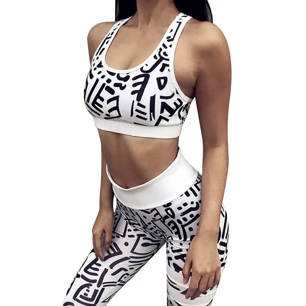 

Women Yoga Wear Suit Two Pieces Sleeveless Breathable Fitness Sports Yoga Set Tracksuit Sport Crop Tank Top Sportswear Legging