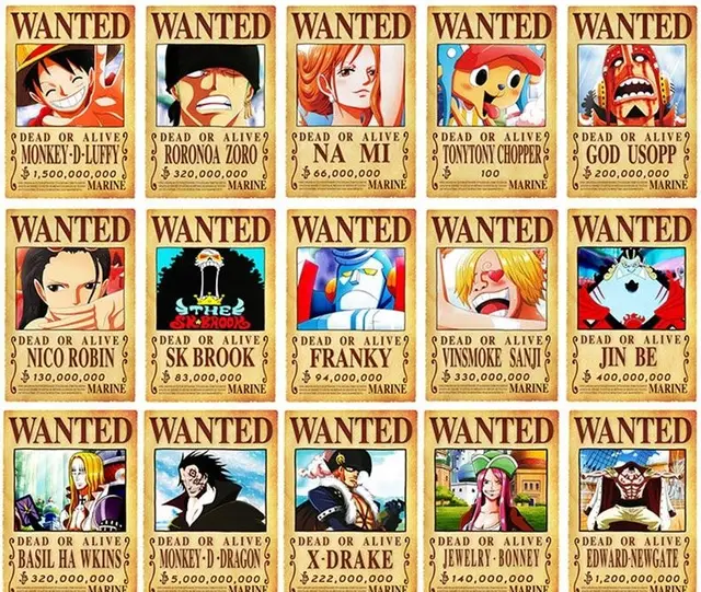 Best Offers Newest One Piece 66pcs Wanted Poster Craft Print Sticker Vintage Movie Playbill Luffy One Piece Action Figure Kids Collection