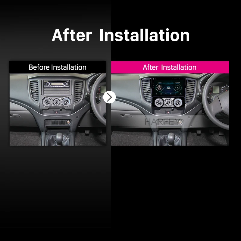 Discount Harfey Android 8.1 Car Radio 9 inch for Mitsubishi TRITON (MT) 2015 Manual air conditioner GPS Navigation System HD Touchscreen 5