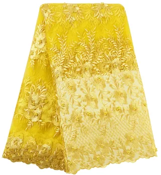 

African Stones Lace Fabric 2019 High Quality Lace French Net Embroidery Tulle Lace Fabrics For Nigerian Party Dress